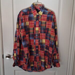 Polo Ralph Lauren Shirt Men's Size Medium Patchwork Plaid Classic Fit Work shirt